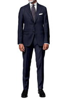 Image of a Midnight-Blue & White Worsted Checks Merino Wool Suiting Fabric