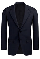 Image of a Midnight-Blue & White Worsted Micropattern Merino Wool Blazers Fabric