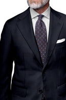 Image of a Midnight-Blue & White Worsted Micropattern Merino Wool Blazers Fabric