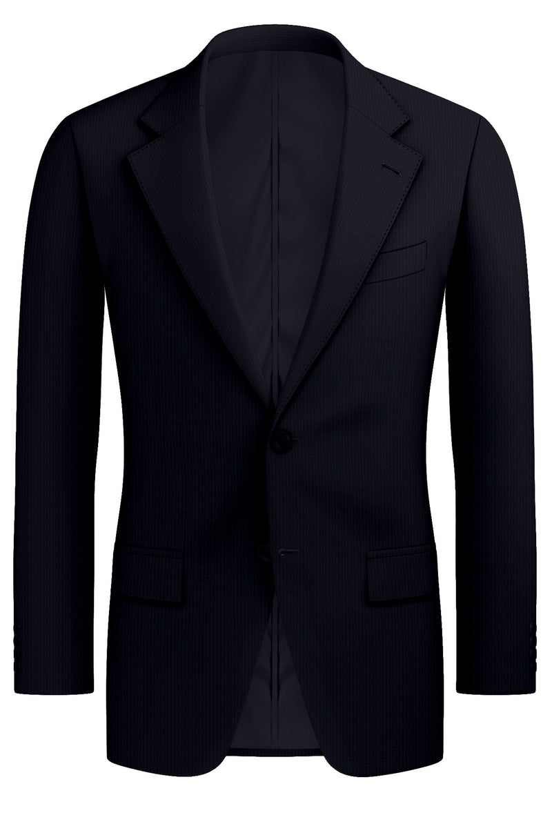 Image of a Midnight-Blue & White Worsted Stripes Merino Wool Blazers Fabric