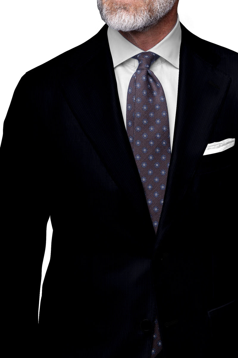 Image of a Midnight-Blue & White Worsted Stripes Merino Wool Blazers Fabric