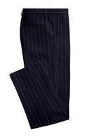 Image of a Midnight-Blue & White Worsted Stripes Merino Wool Pants Fabric
