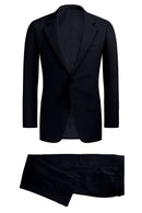 Image of a Midnight-Blue & White Worsted Stripes Merino Wool Suiting Fabric