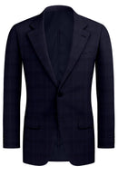 Image of a Midnight-Blue Worsted Checks Merino Wool Blazers Fabric