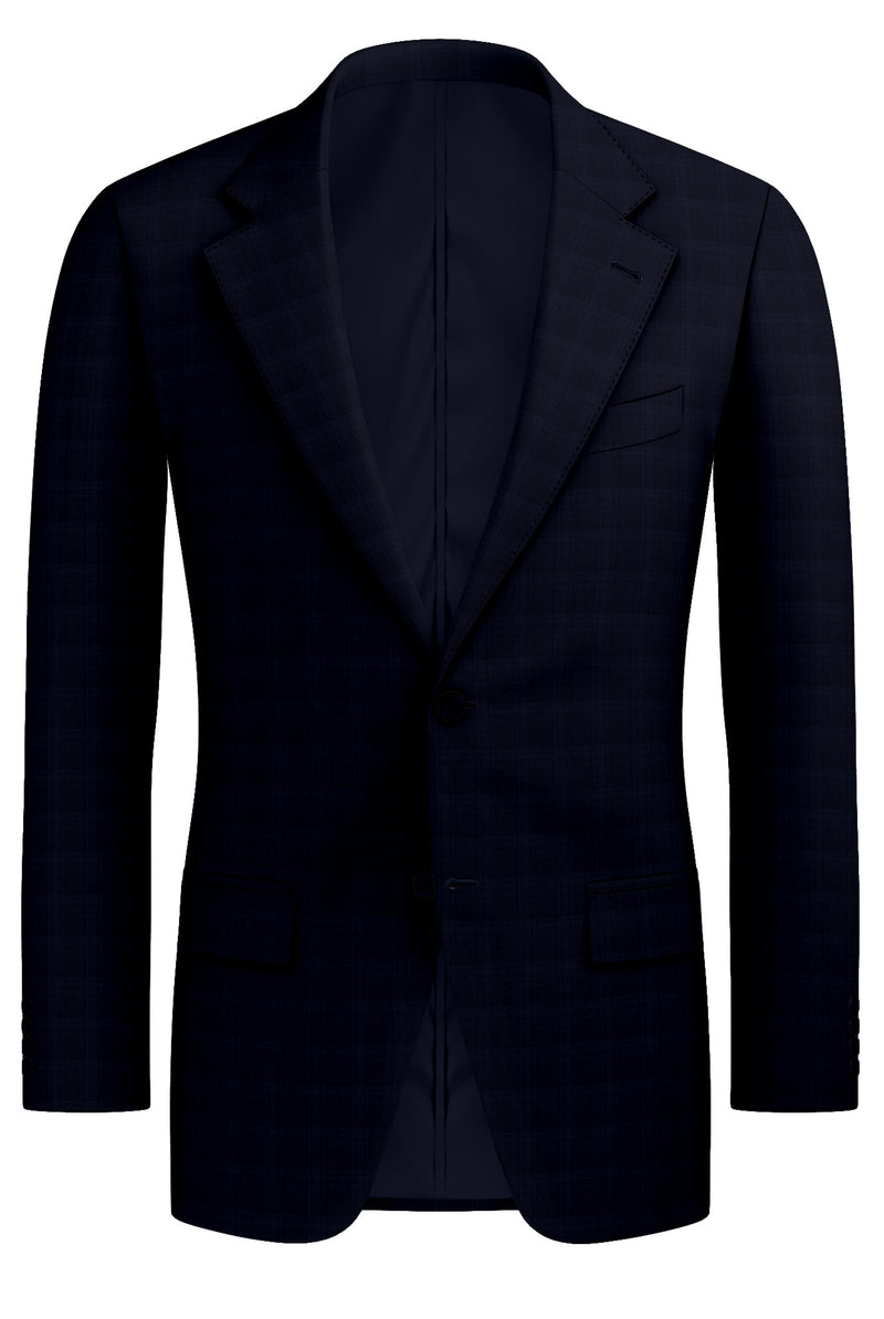 Image of a Midnight-Blue Worsted Checks Merino Wool Blazers Fabric