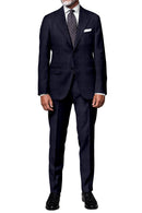 Image of a Midnight-Blue Worsted Checks Merino Wool Suiting Fabric