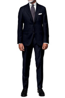 Image of a Midnight-Blue Worsted Checks Merino Wool Suiting Fabric