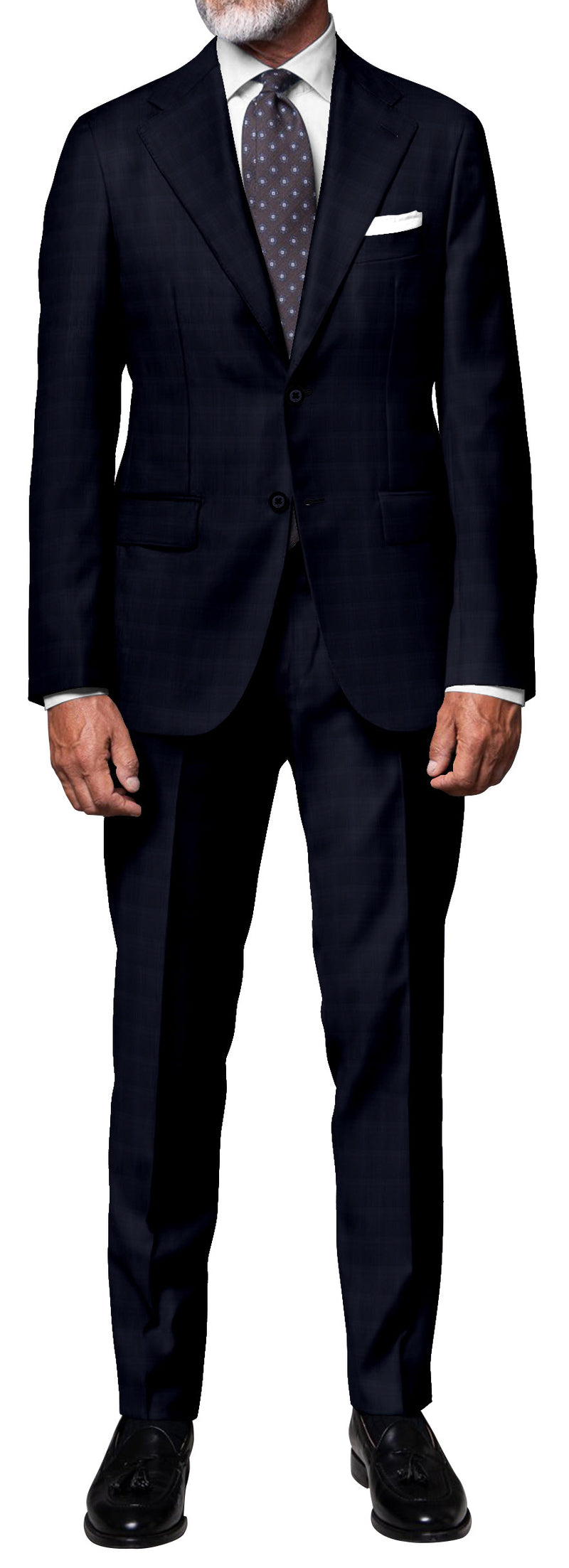 Image of a Midnight-Blue Worsted Checks Merino Wool Suiting Fabric