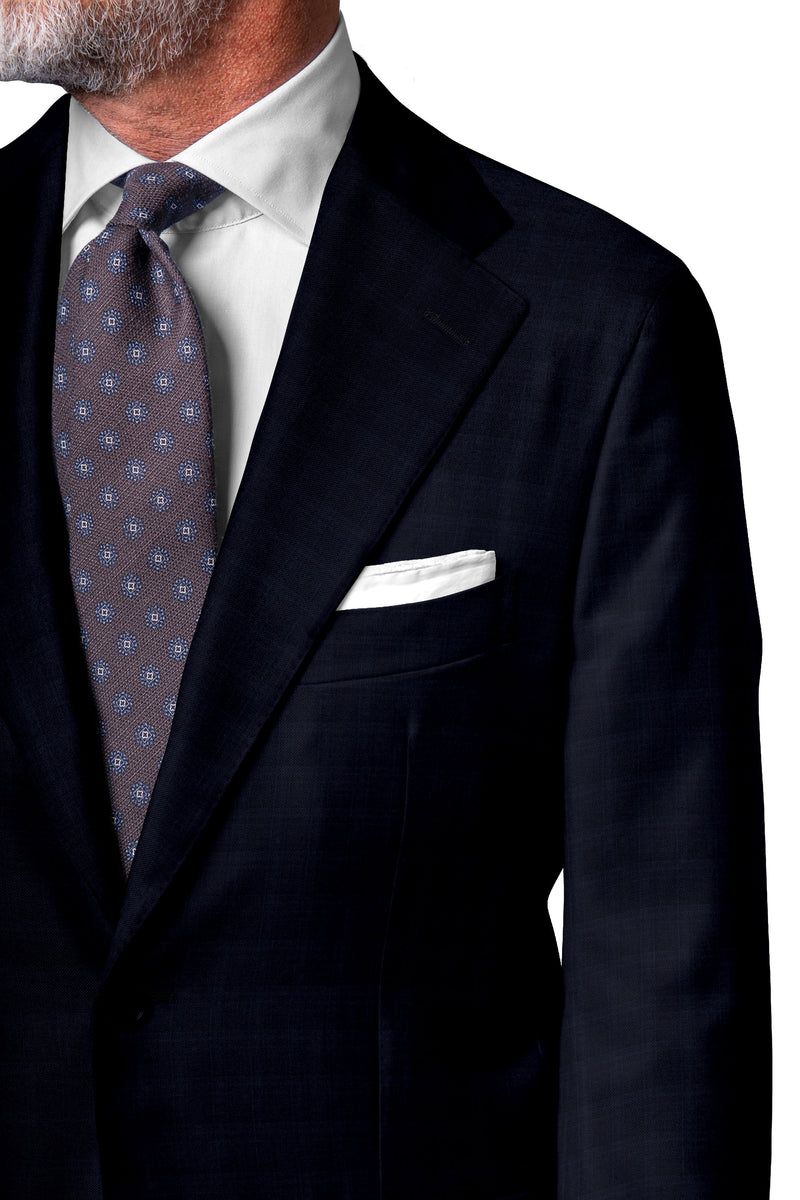 Image of a Midnight-Blue Worsted Checks Merino Wool Suiting Fabric