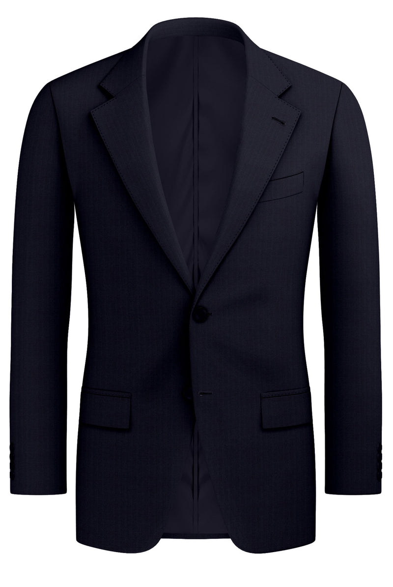 Image of a Midnight-Blue Worsted Herring Bone Merino Wool Blazers Fabric