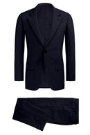 Image of a Midnight-Blue Worsted Herring Bone Merino Wool Suiting Fabric