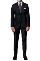 Image of a Midnight-Blue Worsted Micropattern Merino Wool Pants Fabric