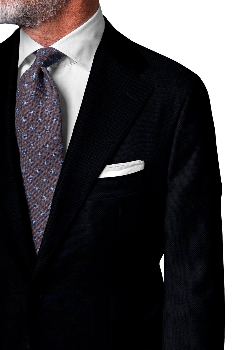 Image of a Midnight-Blue Worsted Micropattern Merino Wool Suiting Fabric