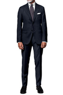 Image of a Midnight-Blue Worsted Micropattern Merino Wool Suiting Fabric