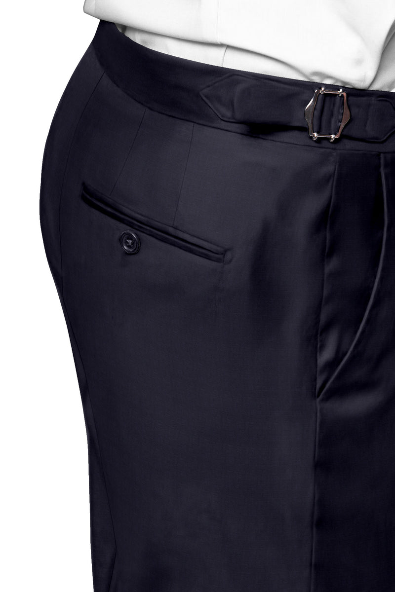 Image of a Midnight-Blue Worsted Solids Merino Wool Pants Fabric