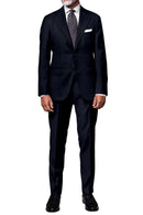 Image of a Midnight-Blue Worsted Stripes Merino Wool Blazers Fabric