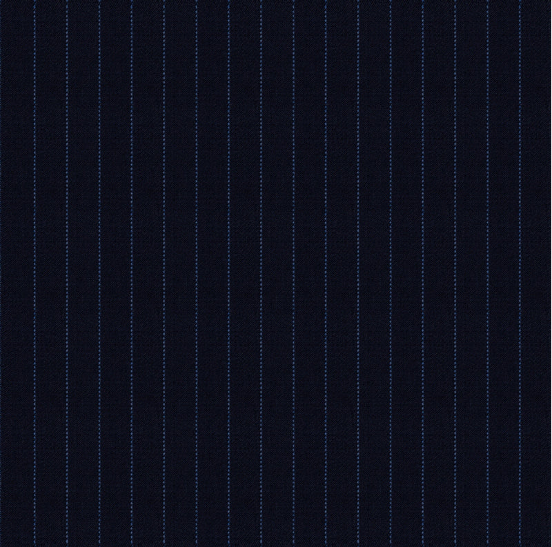 Image of a Midnight-Blue Worsted Stripes Merino Wool Suiting Fabric