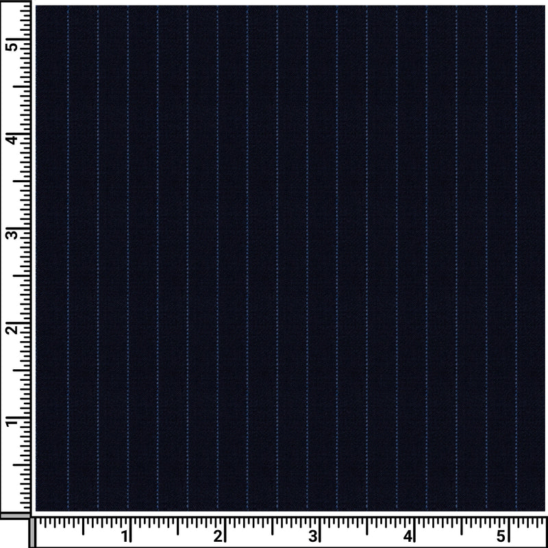 Image of a Midnight-Blue Worsted Stripes Merino Wool Suiting Fabric