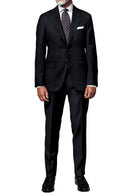 Image of a Navy-Blue & Black Worsted Checks Merino Wool Blazers Fabric