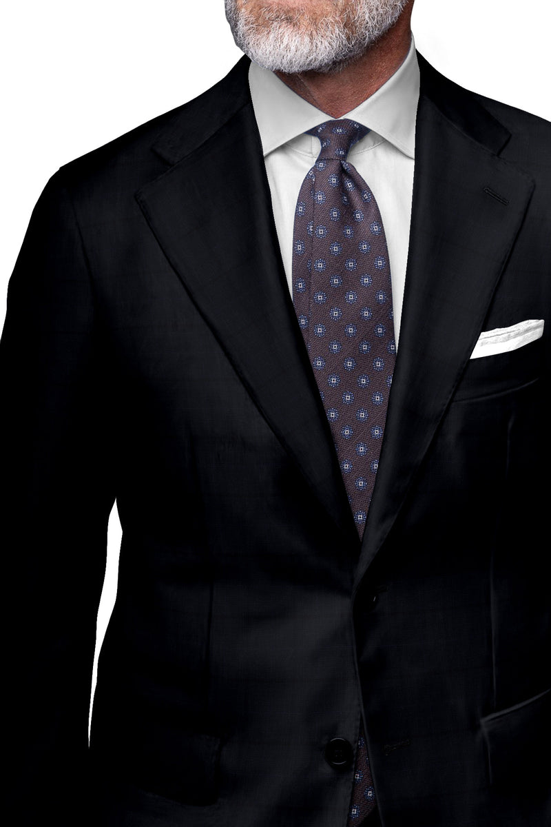 Image of a Navy-Blue & Black Worsted Checks Merino Wool Blazers Fabric