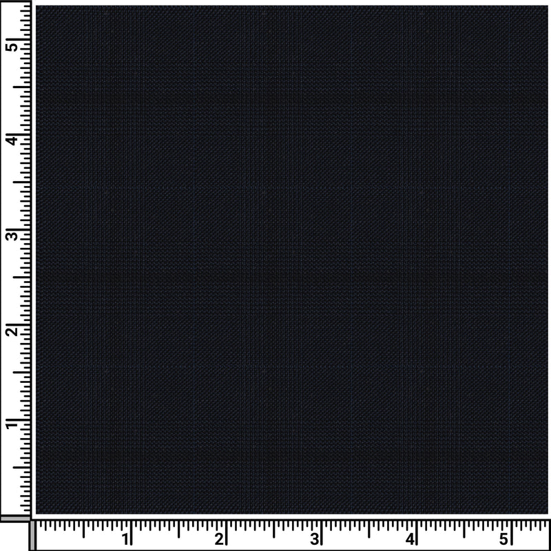Image of a Navy-Blue & Black Worsted Checks Merino Wool Suiting Fabric