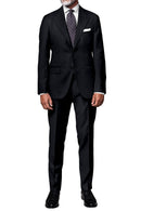 Image of a Navy-Blue & Black Worsted Checks Merino Wool Suiting Fabric