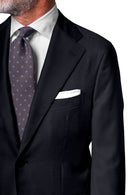 Image of a Navy-Blue & Black Worsted Houndstooth Merino Wool Suiting Fabric