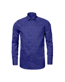 Image of a Navy-Blue & Blue End on End Prints Cotton Linen Blend Shirting Fabric