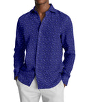 Image of a Navy-Blue & Blue End on End Prints Cotton Linen Blend Shirting Fabric