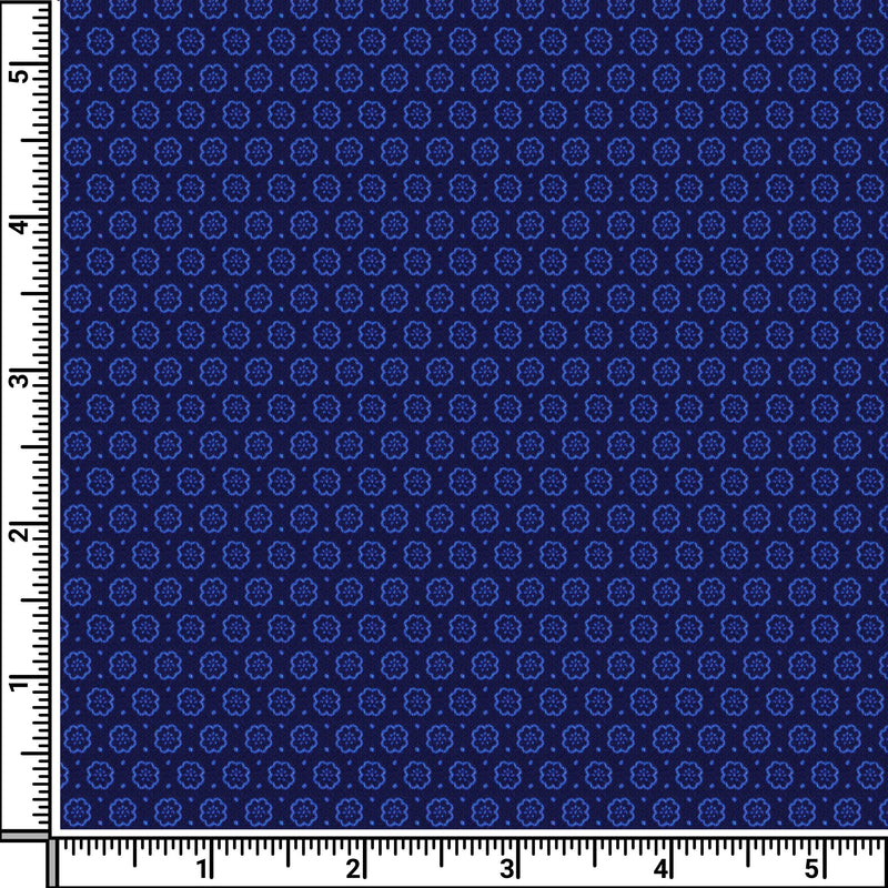 Image of a Navy-Blue & Blue Satin Prints Giza Cotton Shirting Fabric