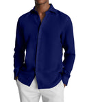 Image of a Navy-Blue & Blue Satin Prints Giza Cotton Shirting Fabric