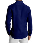 Image of a Navy-Blue & Blue Satin Prints Giza Cotton Shirting Fabric