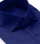 Image of a Navy-Blue & Blue Satin Prints Giza Cotton Shirting Fabric