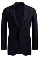 Image of a Navy-Blue & Blue Worsted Stripes Merino Wool Blazers Fabric