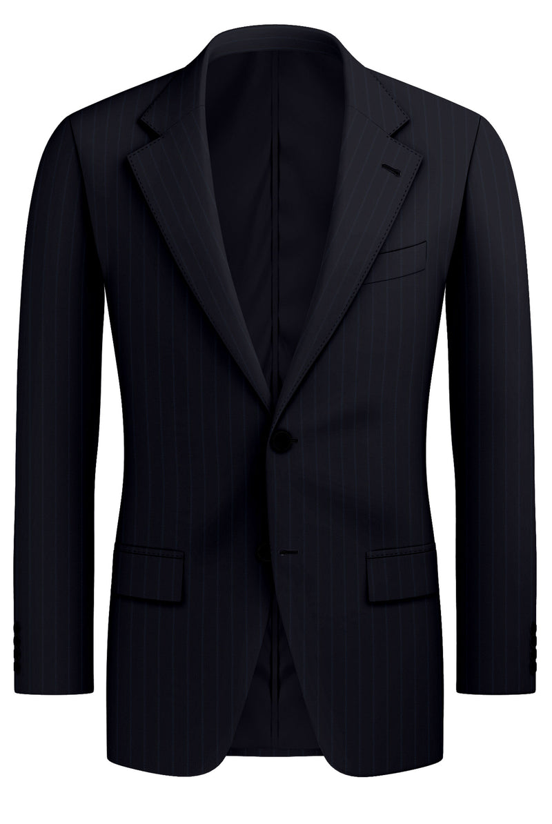 Image of a Navy-Blue & Blue Worsted Stripes Merino Wool Blazers Fabric