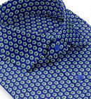 Image of a Navy-Blue & Green Satin Prints Giza Cotton Shirting Fabric