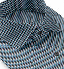 Image of a Navy-Blue & Green Satin Prints Giza Cotton Shirting Fabric