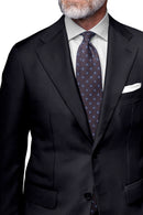 Image of a Navy-Blue & Grey Worsted Micropattern Merino Wool Blazers Fabric