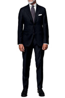 Image of a Navy-Blue & Mid-Blue Worsted Checks Merino Wool Suiting Fabric