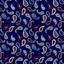 Image of a Navy-Blue & Orange Satin Prints Giza Cotton Shirting Fabric