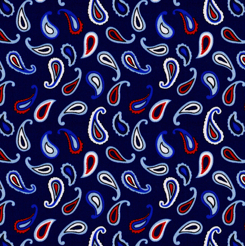 Image of a Navy-Blue & Orange Satin Prints Giza Cotton Shirting Fabric