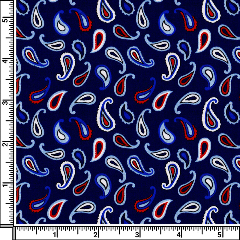 Image of a Navy-Blue & Orange Satin Prints Giza Cotton Shirting Fabric