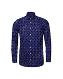 Image of a Navy-Blue & Orange Satin Prints Giza Cotton Shirting Fabric