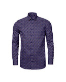 Image of a Navy-Blue & Pink Satin Prints Giza Cotton Shirting Fabric