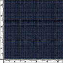 Image of a Navy-Blue & Sky-Blue Worsted Checks Merino Wool Pants Fabric
