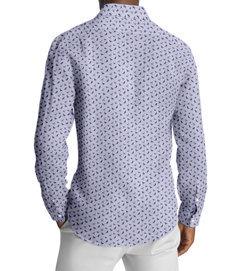 Image of a Navy-Blue & White Poplin Prints Giza Cotton Shirting Fabric