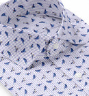 Image of a Navy-Blue & White Poplin Prints Giza Cotton Shirting Fabric