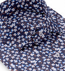 Image of a Navy-Blue & White Satin Prints Giza Cotton Shirting Fabric