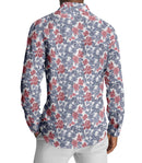 Image of a Navy-Blue & White Satin Prints Giza Cotton Shirting Fabric