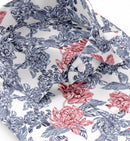 Image of a Navy-Blue & White Satin Prints Giza Cotton Shirting Fabric